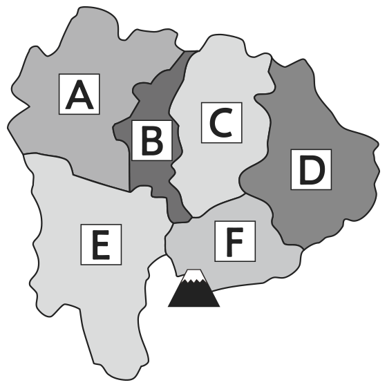 山梨県の地図 6エリア別