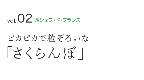 vol.02 ＠シェフ・ド・フランス ピカピカで粒ぞろいな 「さくらんぼ」