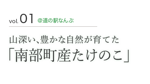 vol.01 @道の駅なんぶ 山深い、豊かな自然が育てた「南部町産たけのこ」