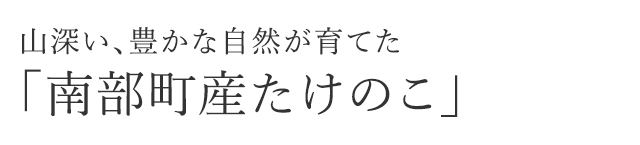 山深い、豊かな自然が育てた「南部町産たけのこ」