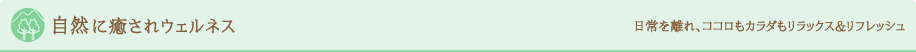 自然に癒されウェルネス 日常を離れ、ココロもカラダもリラックス＆リフレッシュ