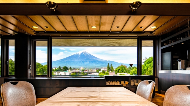 目の前に富士山