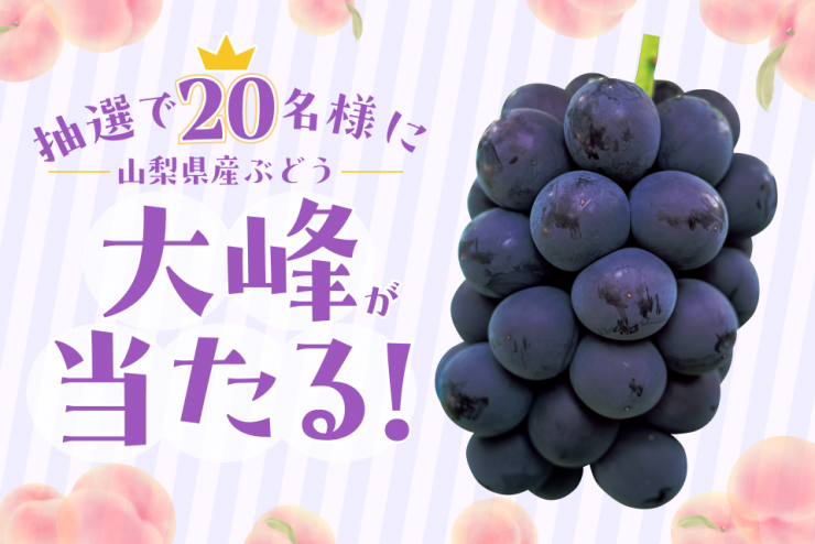 山梨のももを味わおう♪ 抽選で大粒高級黒ぶどう「大峰」が当たる