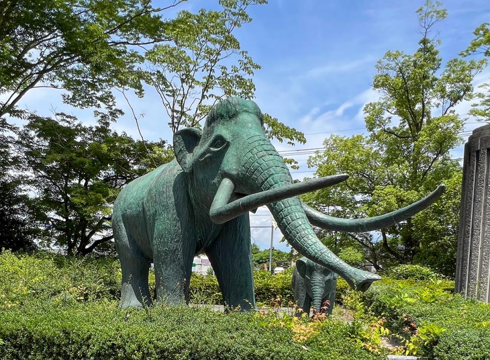 山梨県立考古博物館にいるナウマンゾウの親子