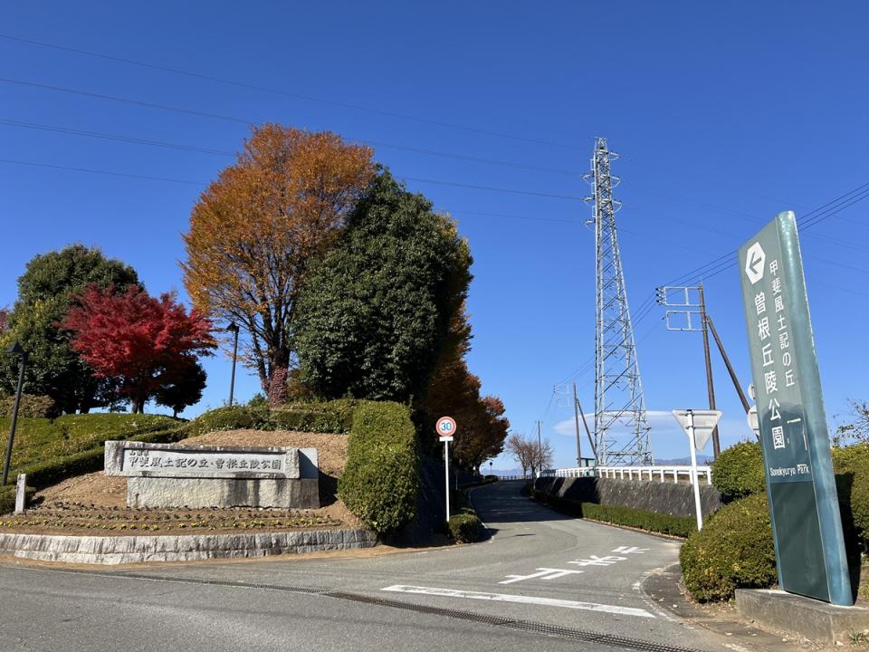 この看板の辺りから方形周溝墓の東側にかけて縄文のムラが広がる